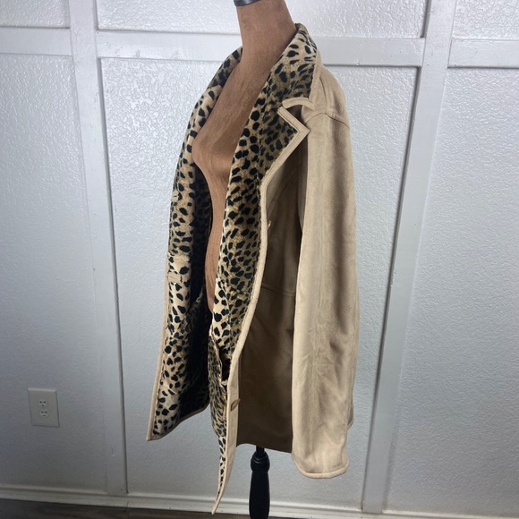 Donna Salyers Fabulous-Furs Leopard Lined Faux Suede Coat Women’s XL Y2K Glam - Picture 6 of 10